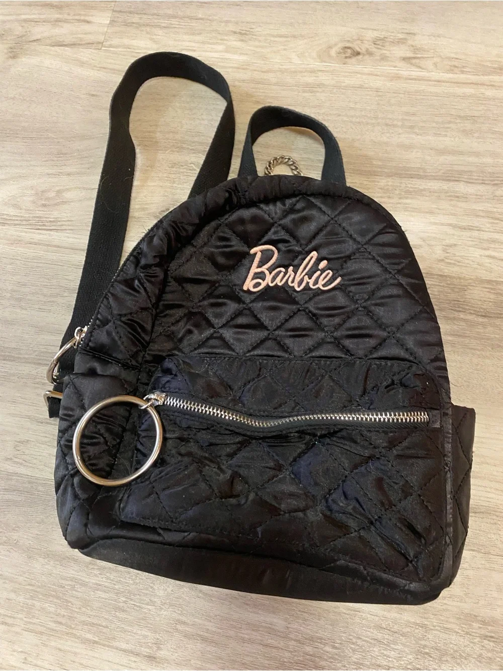 Missguided x Barbie Quilted Mini Backpack - Black